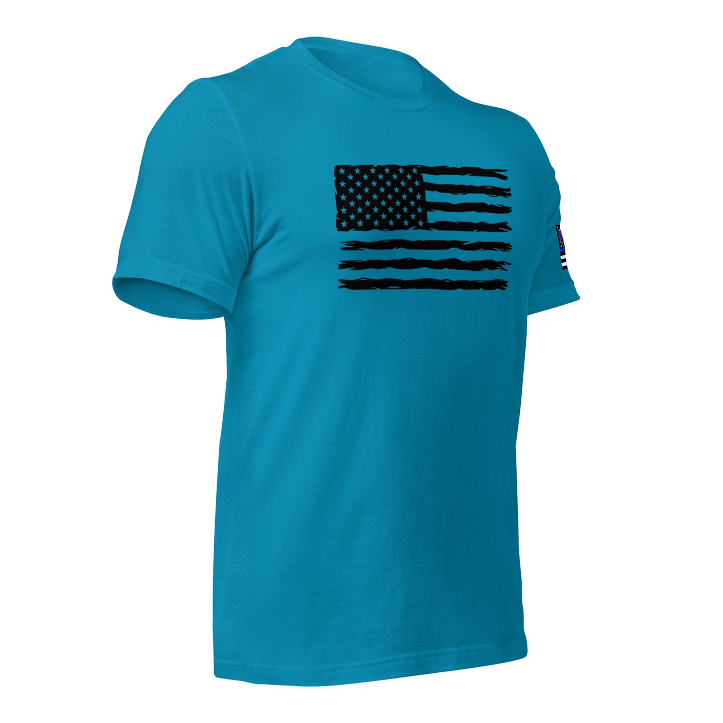 Black flag w/ blue line arm flag t-shirt
