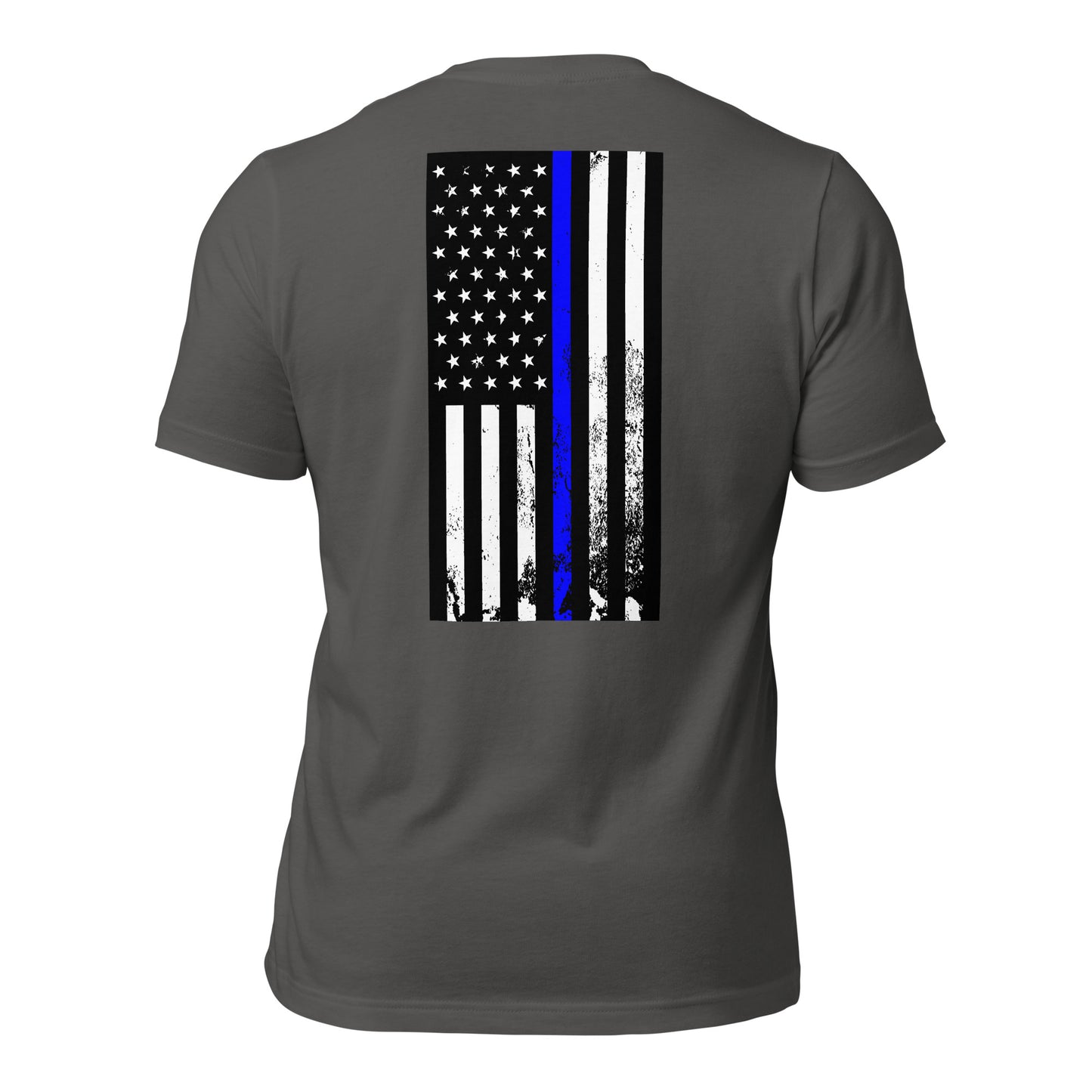 Vertical thin Blue line flag (back) t-shirt