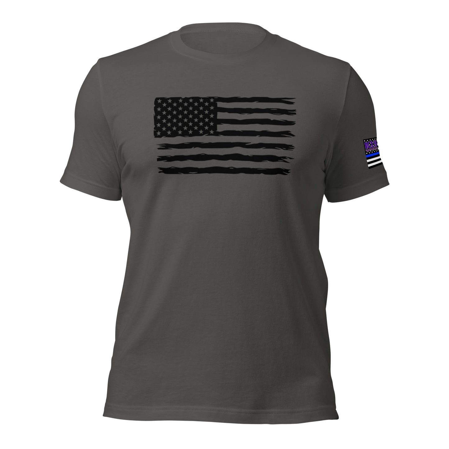 Black flag w/ blue line arm flag t-shirt