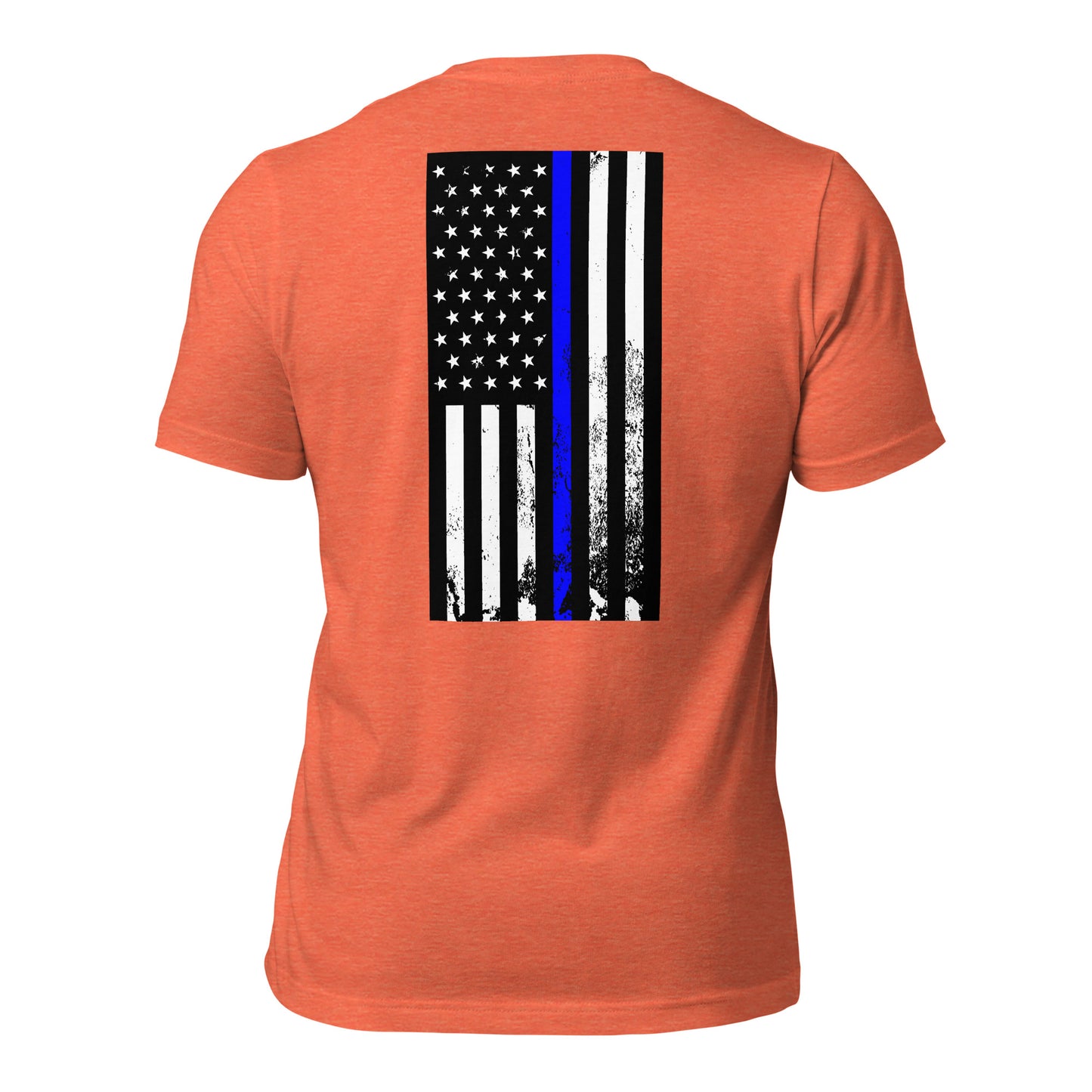 Vertical thin Blue line flag (back) t-shirt