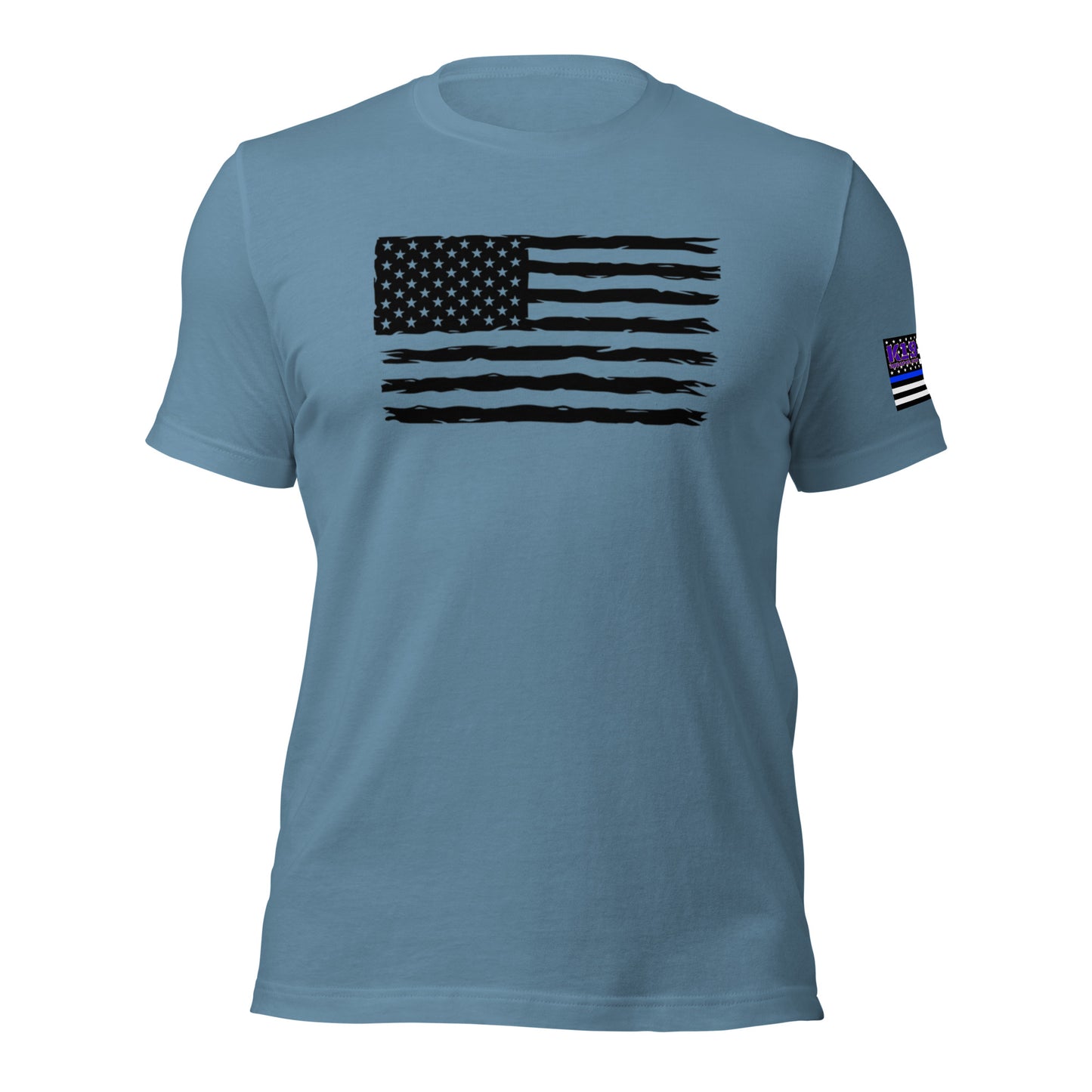 Black flag w/ blue line arm flag t-shirt
