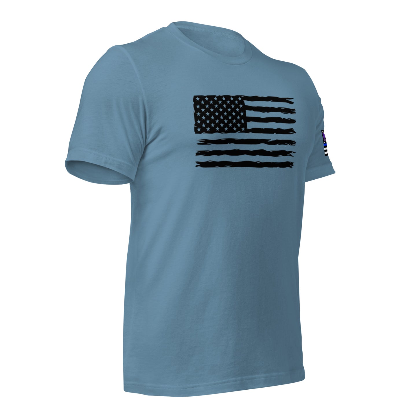 Black flag w/ blue line arm flag t-shirt