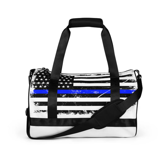 Blue line flag All-over print gym bag