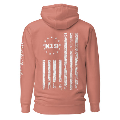 K19 white text/ flag Premium Hoodie